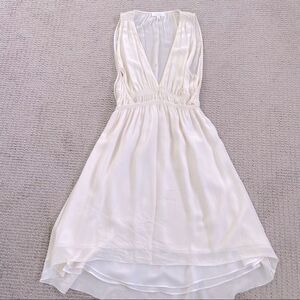 Aritzia Wilfred Silk Georgette Plunge Mini Dress XXS - Cream